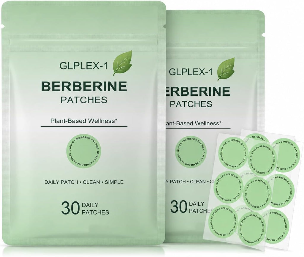 GLPLEX-1 Berberine Patches with L Glutamine, Chromium, Pomegranate and Cinnamon for Men & Women - 60 ct