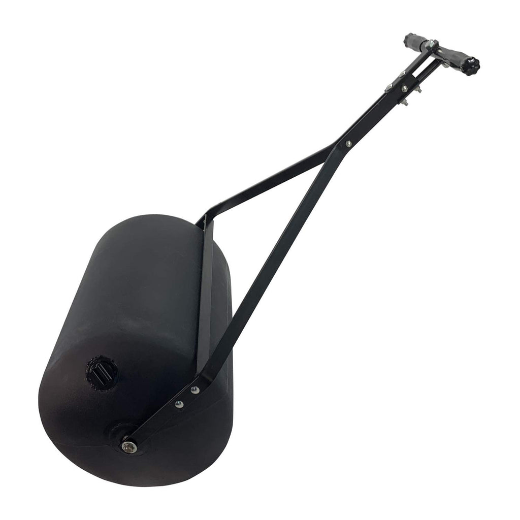 Brinly 270 lb. Combination Push/Tow Poly Lawn Roller with Easy-Turn Tethered Plug, 18 by 24" - Flat Black
