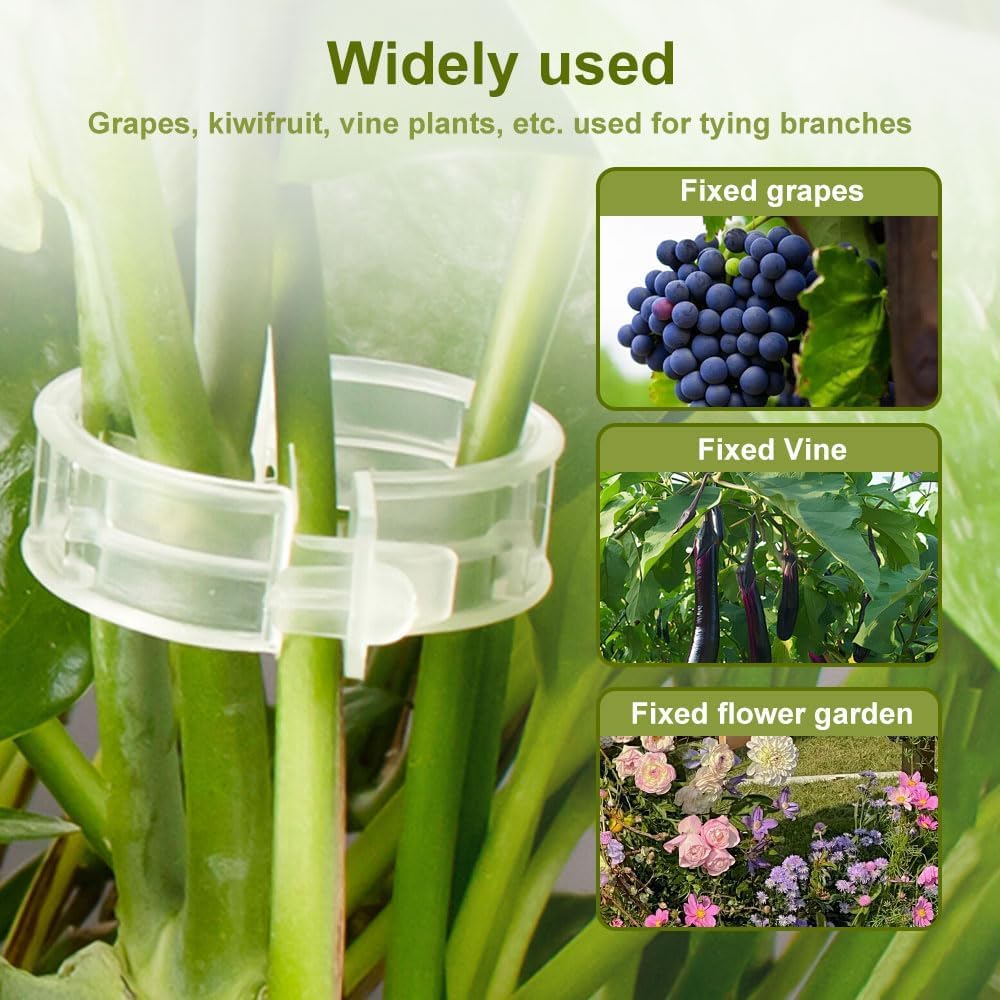 Plant Support Clips Reusable Garden Clips, Secured Plastic Plant Clips, Tomato Support Clips for String Trellis for Climbing Plants Outdoor Indoor Plant Flowers Stem Vine Fixing Clips (50, White)