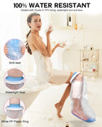 DNEOUXI Waterproof Cast Covers for Shower Leg Adult with Non-Slip Bottom, Watertight Leg Cast Protector Cast Bag for Shower Knee Shank Foot Ankle Surgery Dressing Wound, Reusable
