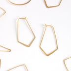 Geometric Chevron Threader Hoop Earrings for Women - 18K Gold Plated Hoops