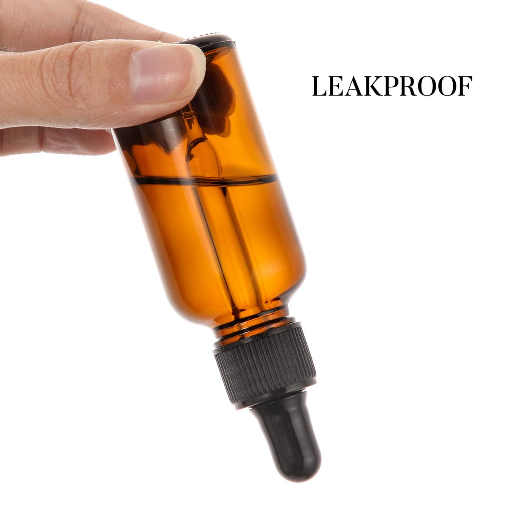 4 Pack, 2 oz Bottles with Dropper & 1 Funnel & 4 Labels - Essential Oils Bottles for Health, Personal Care & Beauty - 60ml Thick Dark Amber Glass Tincture Bottles, Refillable Cosmetic Containers