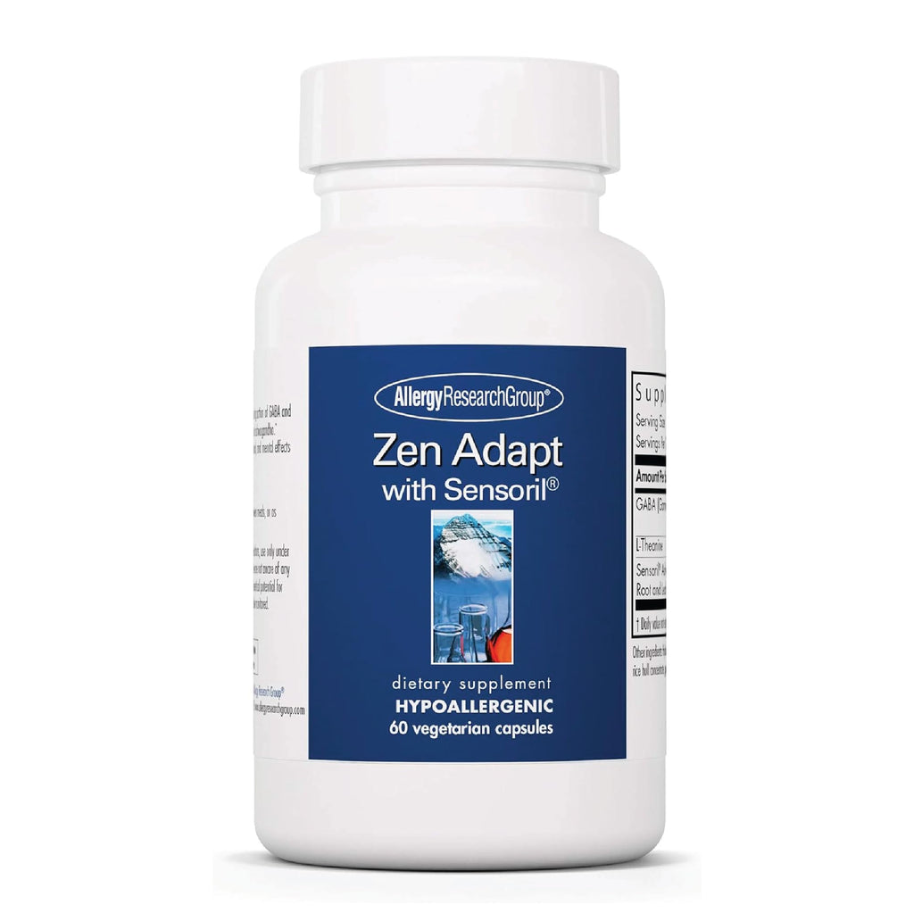 Allergy Research Group Zen Adapt - 200 mg L-Theanine, 125 mg Ashwagandha & 550 mg GABA - Supports Stress Response and Calmness - Vegetarian Capsules - Hypoallergenic Formula - 30 Servings - 60 Count