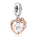 MITSOKU 9Pcs Silver Rose Gold Charms Set Compatible with Pandora Bracelets - Fashion Dangle Beads for Women, Birthday/Travel/Family Theme Jewelry Gifts