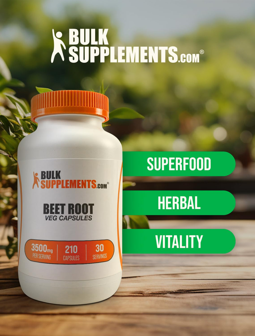 BulkSupplements.com Beet Root Capsules - Beet Root Supplement, Beet Root Pills - Vegan, Superfood, & Gluten Free - 7 Capsules per Serving, 210 Veg Capsules (Pack of 1)