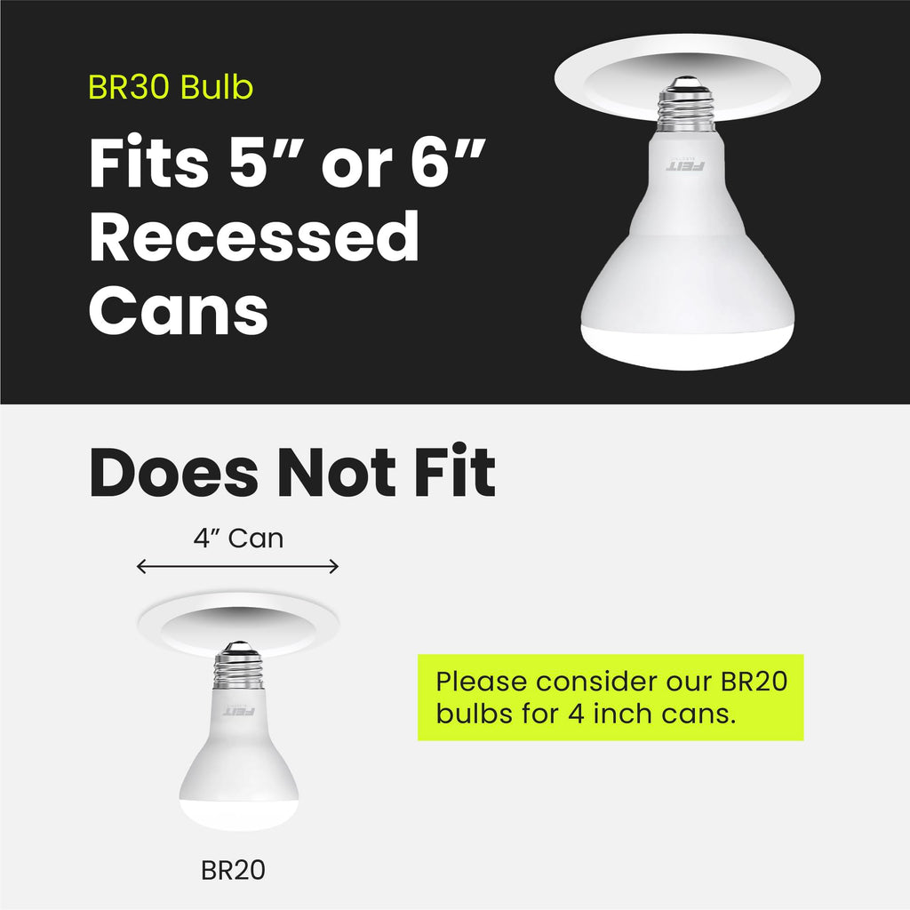 Feit Electric BR30 LED Light Bulbs, 100W Equivalent, Dimmable, E26 Standard Base, 80 CRI, 1400 Lumens, 3500K Neutral White, 120V, 10 Years Lifetime, Damp Rated, 6 Pack, 100BR30DM83510KLED/6