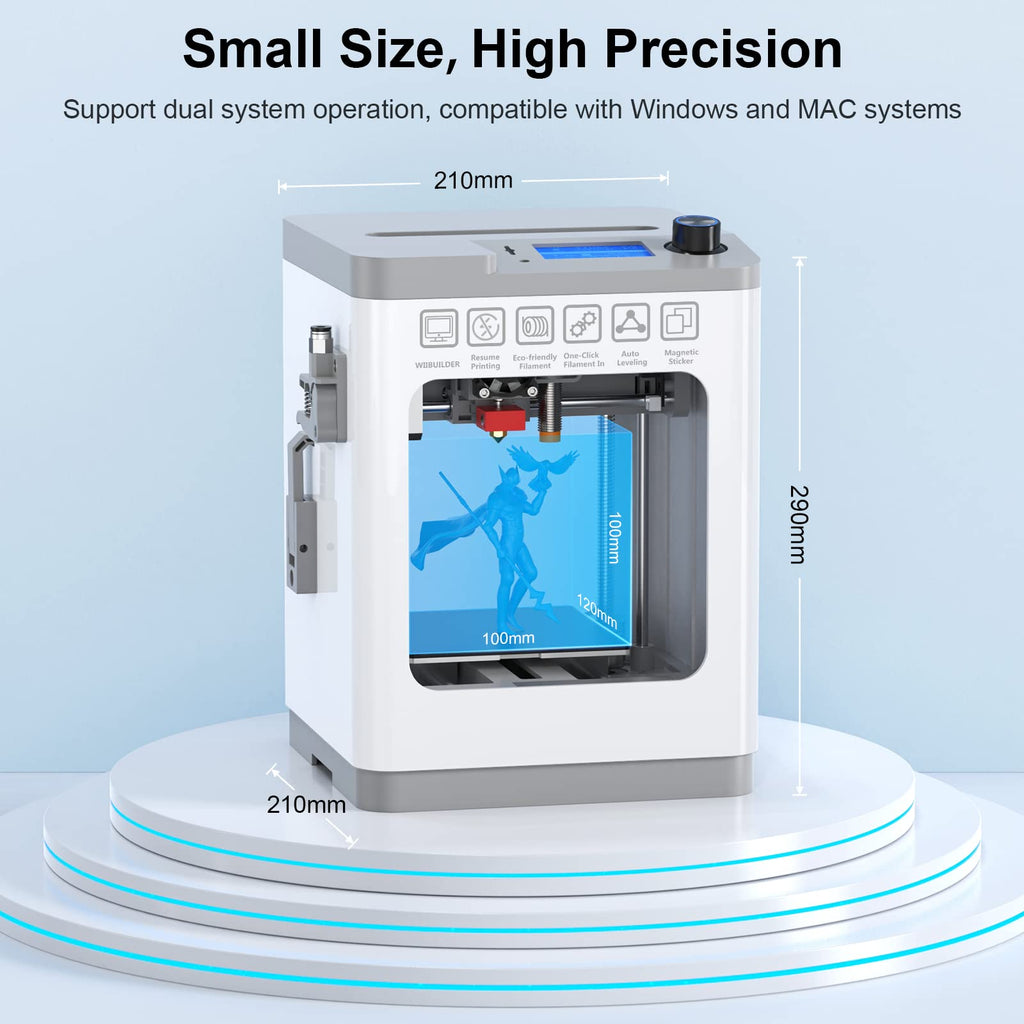 Entina Mini 3D Printers Tina2 Basic, Fully Assembled and Auto Leveling 3D Printer for Beginners and Kids, Easy Setup, Safe Design, High Precision Printing FDM Mini 3D Printer for Home & School