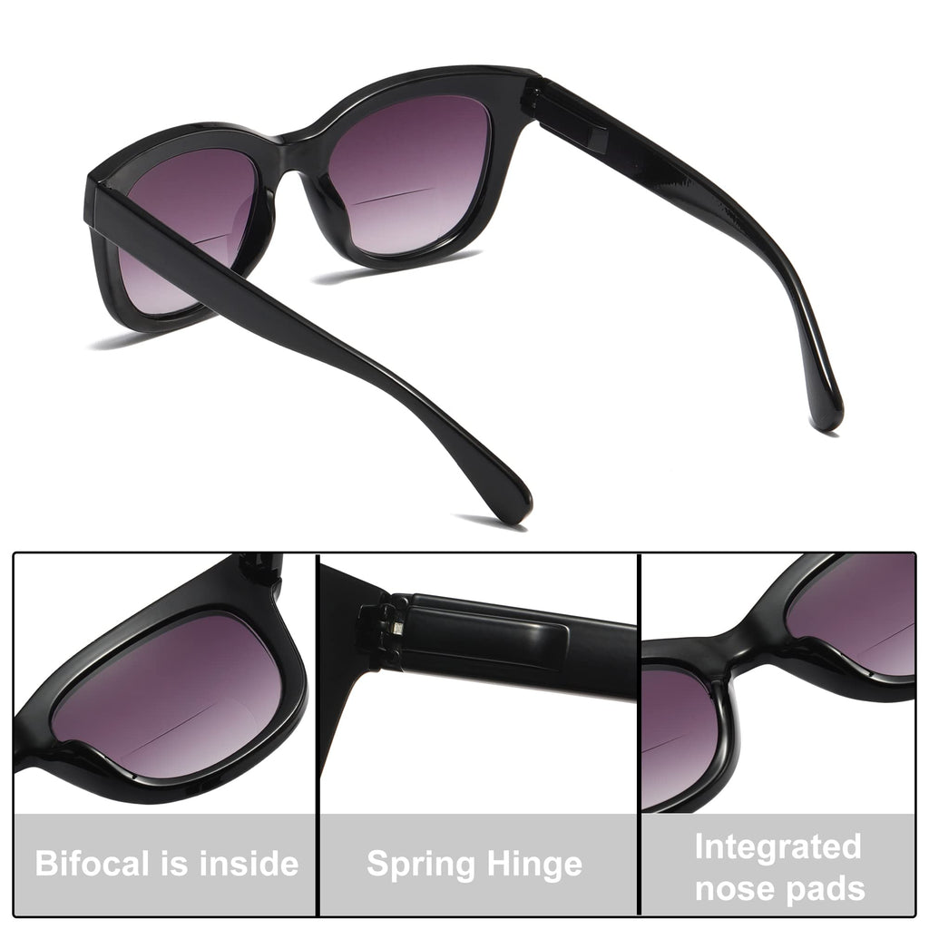 ZXYOO Bifocal Sunglasses For Women Reading Sunglasses 3 Pack UV400 Sun Readers Glasses With Spring Hinge +2.0