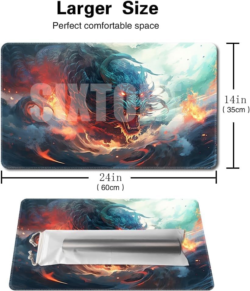 Premium Board Game 24x14in MTG Playmat Compatible for OCG CCG RPG TCG Playmat (Rebellion Dragons)