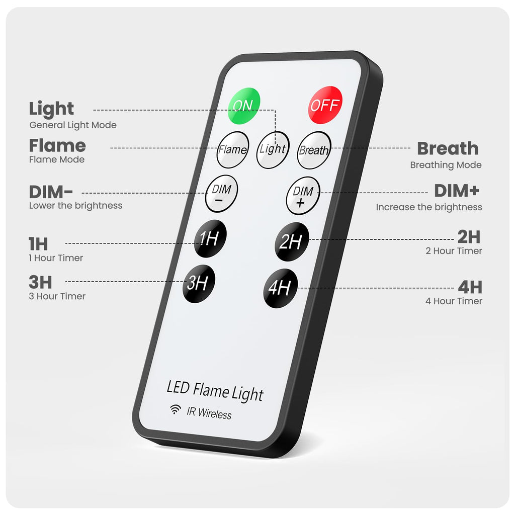 Hompavo 【Upgraded】 Flame Lights with Remote, Timer, 4-Mode Rechargeable