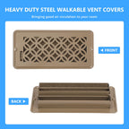 Floor Register 4x10,8 Pack,Brown Floor Vent Covers for Home Floor,Sidewall,Ceiling,Heavy Duty Metal Hot Air Vent Covers with Rust-Proof Finish for Home Heater Floor Vent Grilles and Vents(Brown-8pack)
