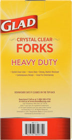 Glad Clear Heavy Duty Plastic Forks Reduced-Plastic Open Handle Break-Resistant Disposable or Reusable Cutlery Parties Camping Everyday Meals Standard Size 24 Count 12 Pack Everyday Events Home Use
