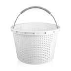 8" Pool Skimmer Basket for Inground Pool Compatible with Pentair U-3 Skimmer Basket 08650-0007 and Hayward SP1070 SPX1070E Pool Basket ，Stainless Steel Handle，Rubber Grip & Built in weighting，White