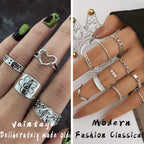 IFKM 36 PCS Silver Plated Jewelry Set with 3 PCS Necklace, 12 PCS Bracelet, 7 PCS Ear Cuffs Earring, 14 Pcs Knuckle Rings for Women Valentine Anniversary Birthday Friendship Gift