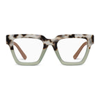 Peepers by PeeperSpecs Oprah's Favorite Women's Take a Bow Square Blue Light Blocking Reading Glasses - Chai Tortoise/Green +2.00