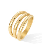 PAVOI 14K Yellow Gold Plated Curved Triple Stackable Ring
