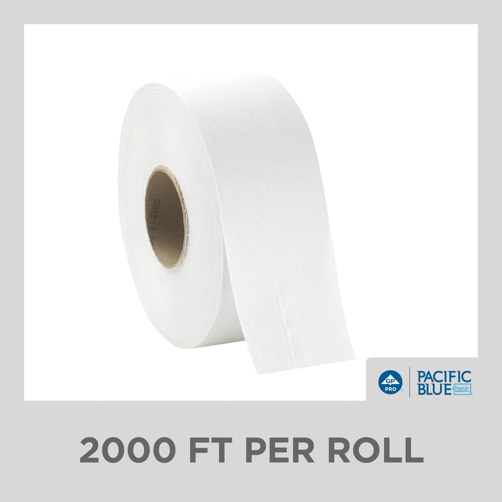 Georgia-Pacific Pacific Blue Basic 1-Ply Jumbo Jr. 9'' Toilet Paper by GP PRO (GEORGIA-PACIFIC), 13718, 2,000 Linear Feet Per Roll, 8 Rolls Per Case