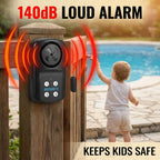 HENDUN Pool Gate Alarm Outdoor Wireless with Remote, 140db Loud, Waterproof Door Alarm Sensor, Kids Safety, Weatherproof Garage Fence Entry Chime (2 Pack)