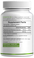 Deal Supplement Magnesium Glycinate 500mg, 240 Veggie Capsules | 100% Chelated for Easy Absorption | Essential Mineral Supplement | Non-GMO, Gluten-Free