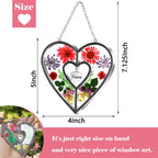 KY&BOSAM Nana Gifts Heart Suncatchers Pressed Flower Glass Window Hanging
