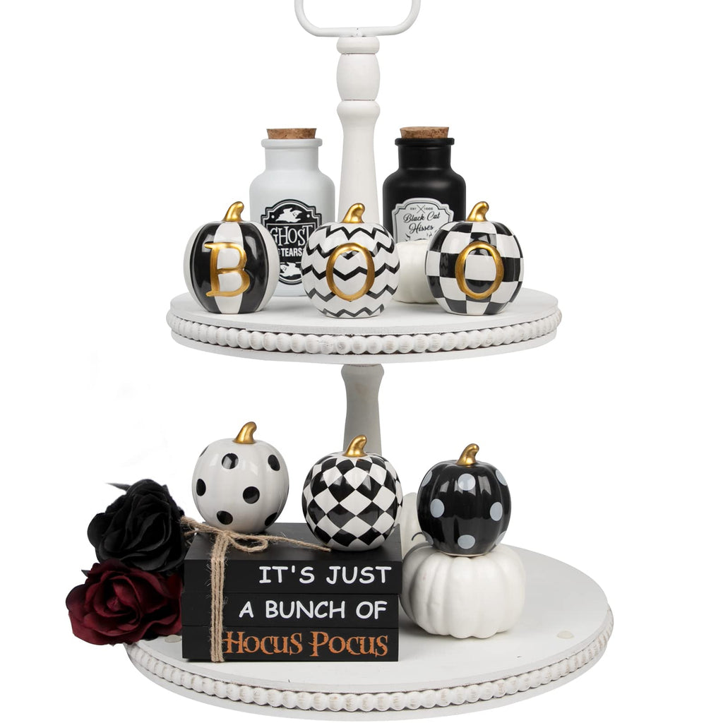 DAZONGE Set of 6 Ceramic Halloween Pumpkins Halloween Decorations Indoor