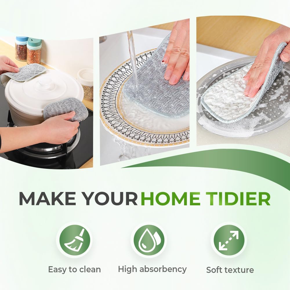 PETUPS Multipurpose Wire Dishwashing Rags for Wet and Dry, 2026 Reusable Metal Scrubbing Pads Sponge Cloths Towels Clean, Non Scratch Wire Dishcloth for Kitchen, Sinks, Pots, Pans (20pcs)