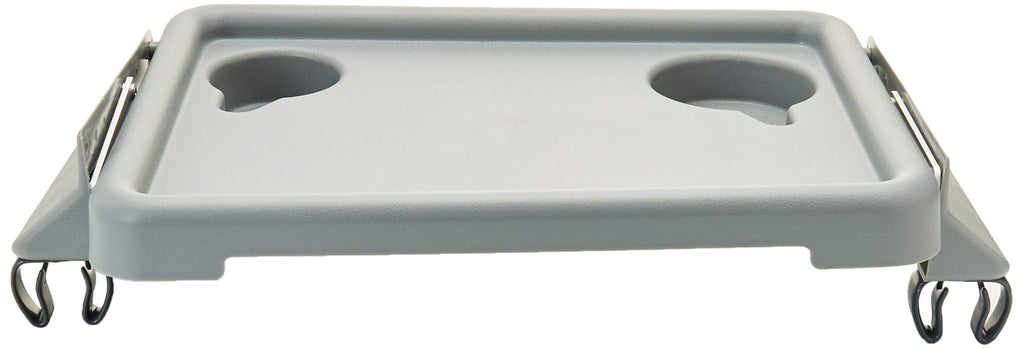 Lumex Folding Walker Tray with Cup Holders – Clip-On Walker Accessory, Tool-Free Installation, Grey