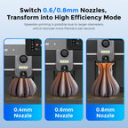 FLASHFORGE Adventurer 5M Nozzle Assembly, 32mm³/s High Flow, 35S Fast-Heat 200℃, 3S Quick-Release 3D Printer Hardened Steel Nozzle Parts for AD5M/ AD5M Pro (0.6mm)