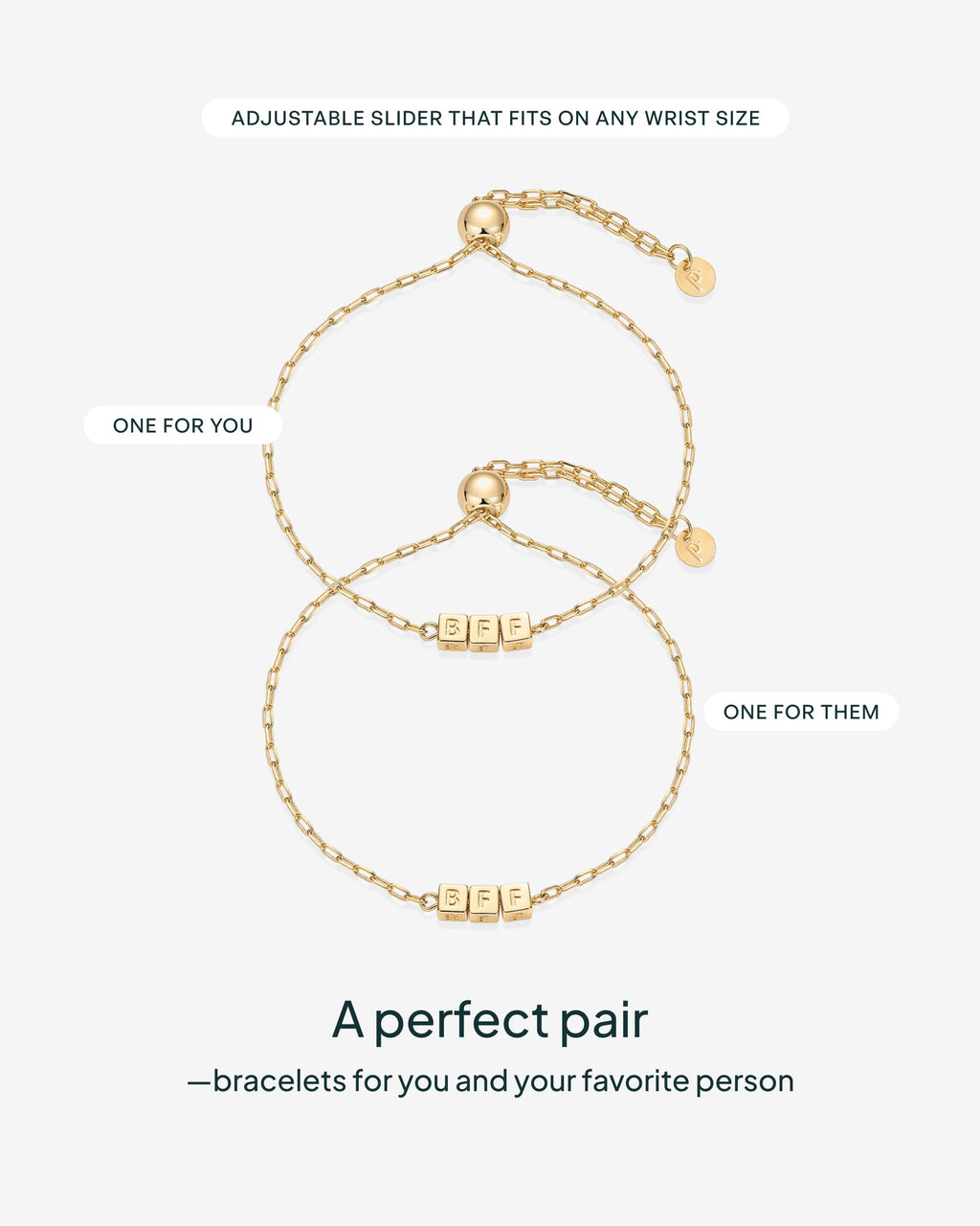 PAVOI Adjustable Bracelet Set, 14K Gold Plated, Yellow Gold
