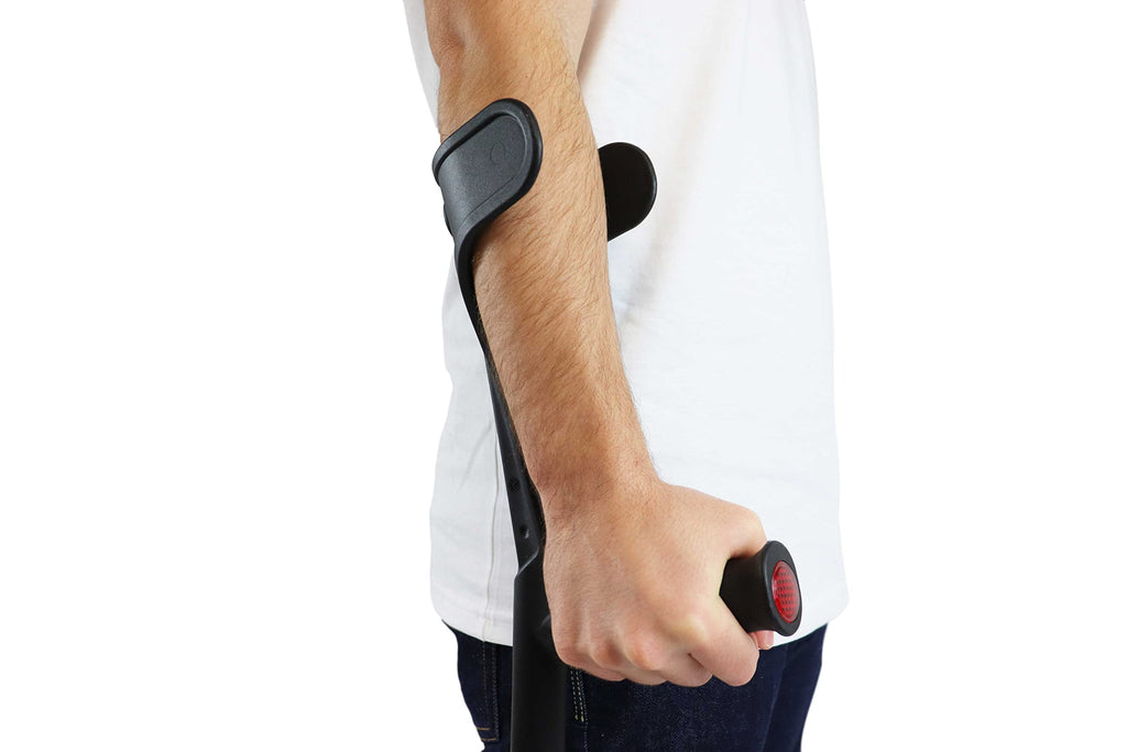 PEPE Mobility Forearm Crutches for Adults (x2 Units) Open Cuff, Adjustable Height, Aluminium, Lightweight Elbow Crutches, Black, Made in Europe