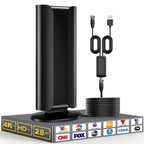 VIVESSA Long Range Indoor TV Antenna for Smart TV, 2025 Digital HD Antenna with Amplifier, 1200+ Miles Reception, Supports 1080P 4K 8K, Local Channels，with a Pole