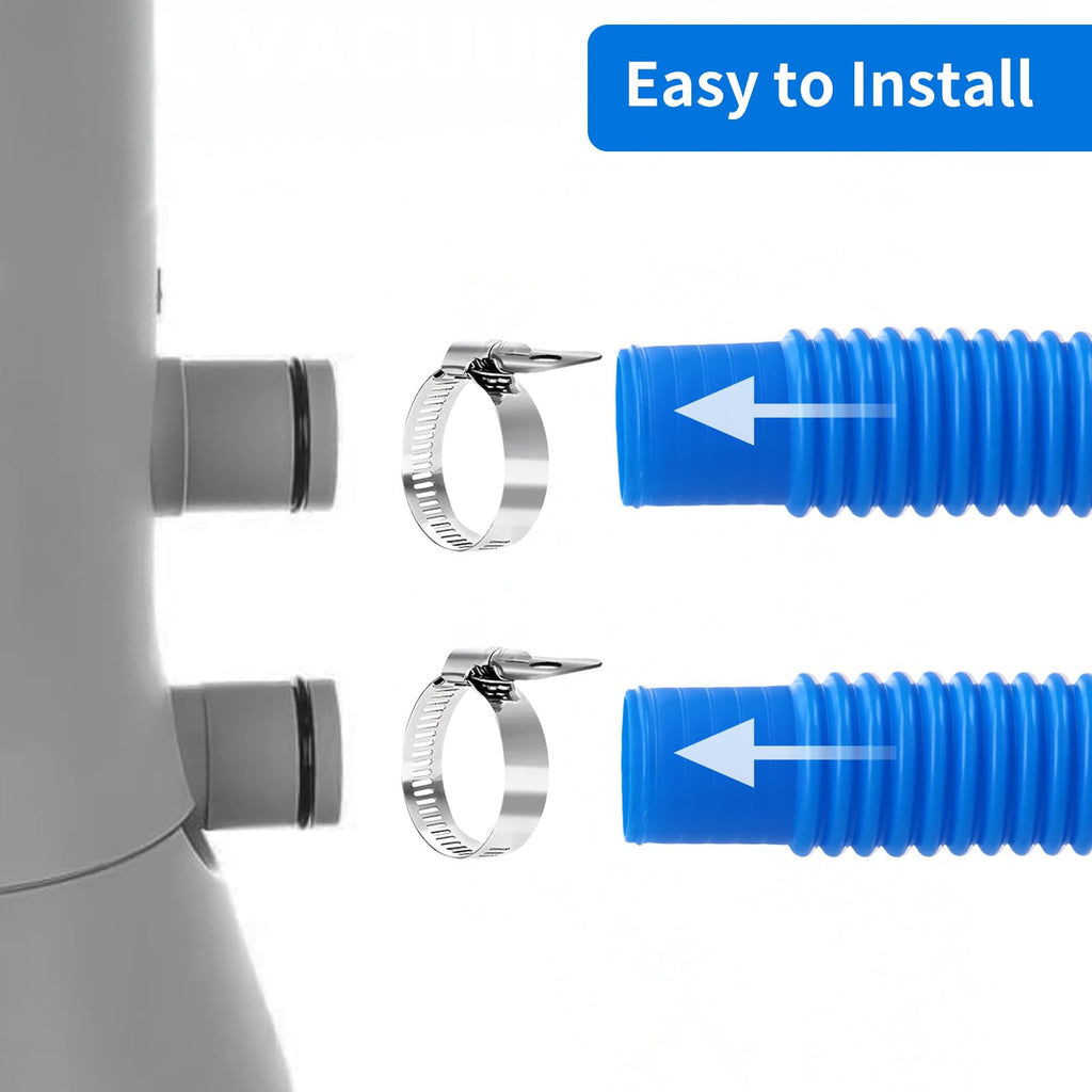Homyplaza Replacement Pool Hoses for Above Ground Pools, 2 Pack, 1-1/4" Diameter x 59" Length, Includes 4 Metal Clamps, Compatible with All 1.25" Pool Filter Pumps