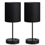 Black Touch Lamps for Nightstand Set of 2 - Bedside Table Lamp for Bedroom with Dual USB Ports & AC Outlet, 3-Way Dimmable Lamps for Living Room Boys Room, Night Light with 5000K Daylight Bulbs