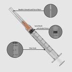 23 Gauge 1 inch Needle with Syringe(30 Pack), 3ml Luer Lock Syringes with Needle, Individual Package