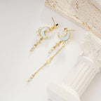 SIXFOX Cute Star Earrings for Women, Gold Moon Celestial Earrings, Drop Space Earring for Teen Jewelry Gift