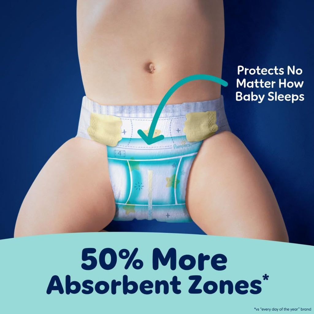 Pampers ZZZ Overnight Diapers, Size 5 (20-37 lbs), 50 Count, Nighttime Protection Disposable Baby Diaper