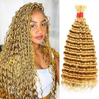 Deep Wave Bulk Human Hair for Braiding No Weft 100 g (1 Pack-2 Bundles) 100% Unprocessed Brazilian Virgin Human Hair Bulk Human Braiding Hair For BOHO Braids Curly Deep Bulk 22 inch Honey Blonde #27