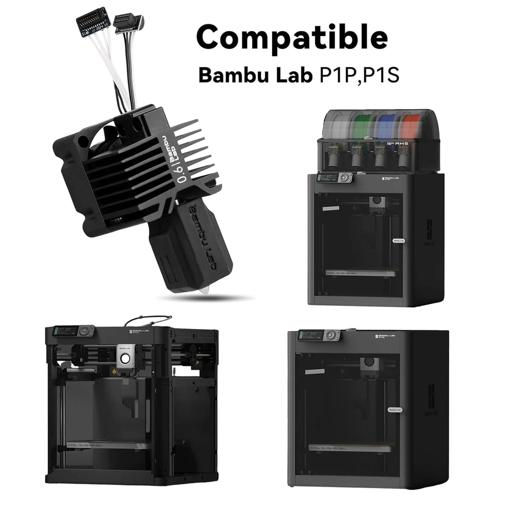 Bamboo Lab X1 Carbon, X1, X1C Hotend Complete Kit for X1 Series 3D Printer, Full Assembly Hardened Steel Hot End with Fan, Thermistor, Ceramic Heater, 0.6mm Nozzle, Extruder Heating Block Replacement
