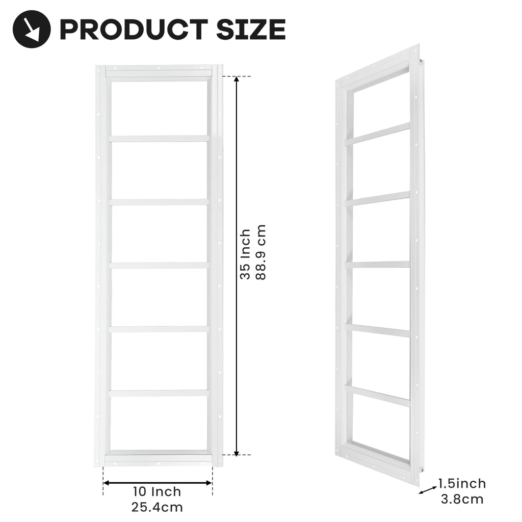 NOTASA Shed Windows 2 Pack, Fixed Transom Windows 10" x 29" with Tempered Glass, Garage Doors Window for Shed, Chicken Coop, Playhouse, Household (White)