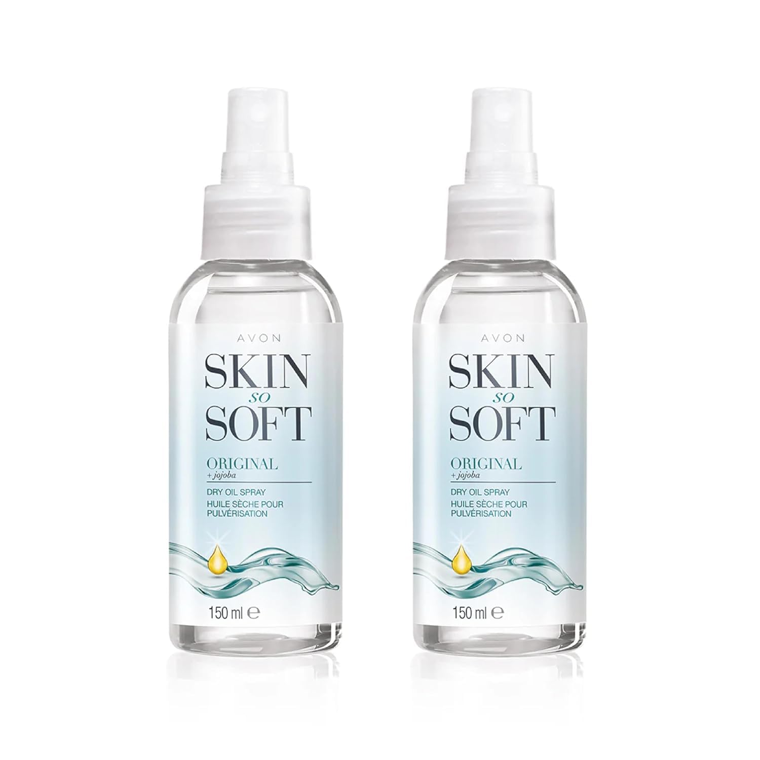 AVON SKIN SO SOFT Original Dry Oil Spray (5 Fl. Oz) Each – Luxury Lightweight Body & Hair Oil Mist – Fast-Absorbing, Non-Greasy, Silky Smooth Finish 150ML (2-PACK)