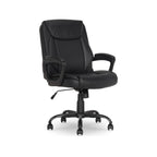 Amazon Basics Classic Puresoft PU Padded Mid-Back Office Desk Chair with Armrest, Easy Assembly, Sturdy Metal Base, Wheels, 275lb Support, 26"D x 23.75"W x 42"H, Black