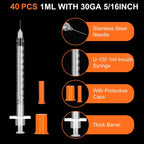 100 Pack 1ml Syringes with Needle-30Ga 5/16 Inch, Individually Sealed Packaging