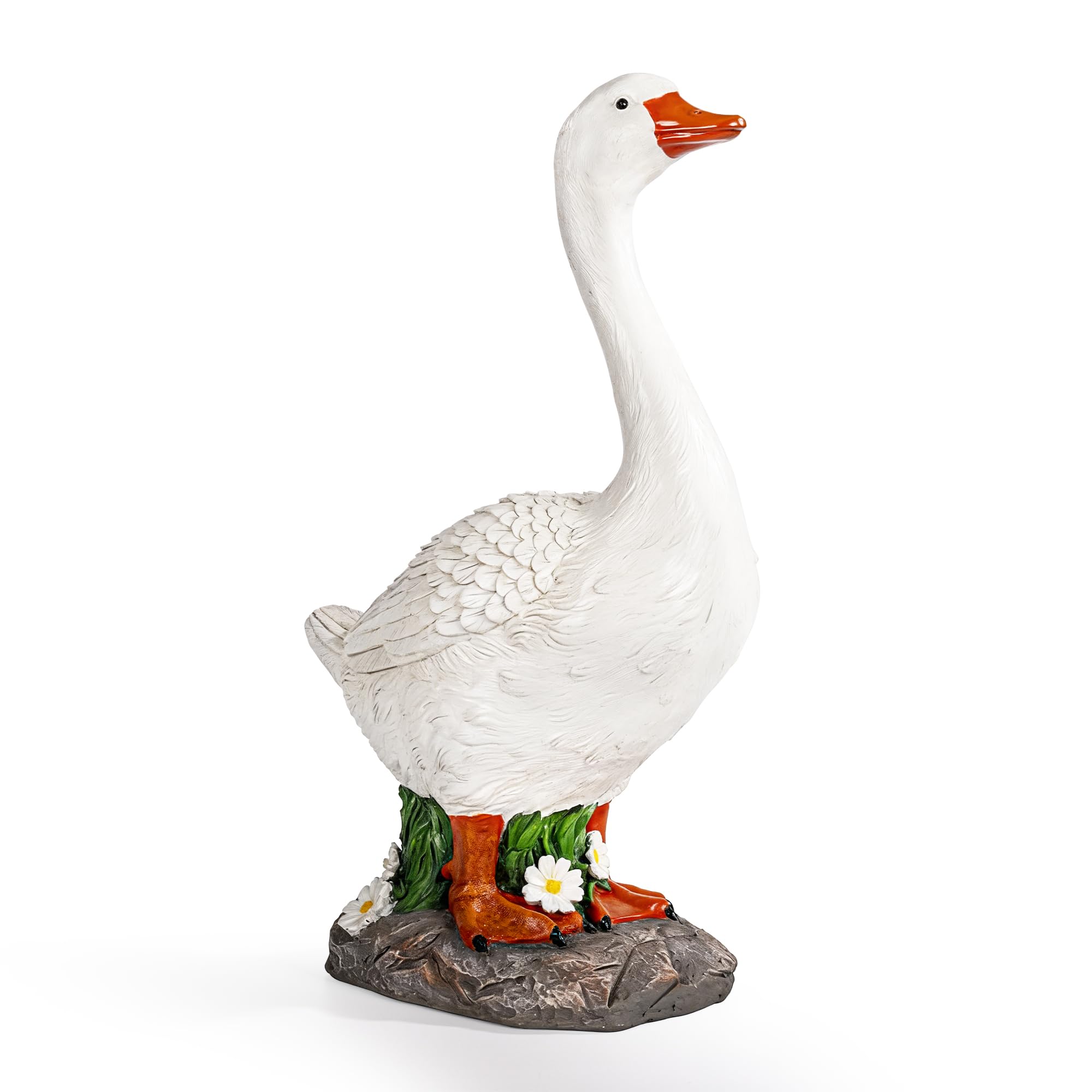 GIGALUMI 19" Porch Goose Statue, Durable Resin Garden Decor Hand-Painted