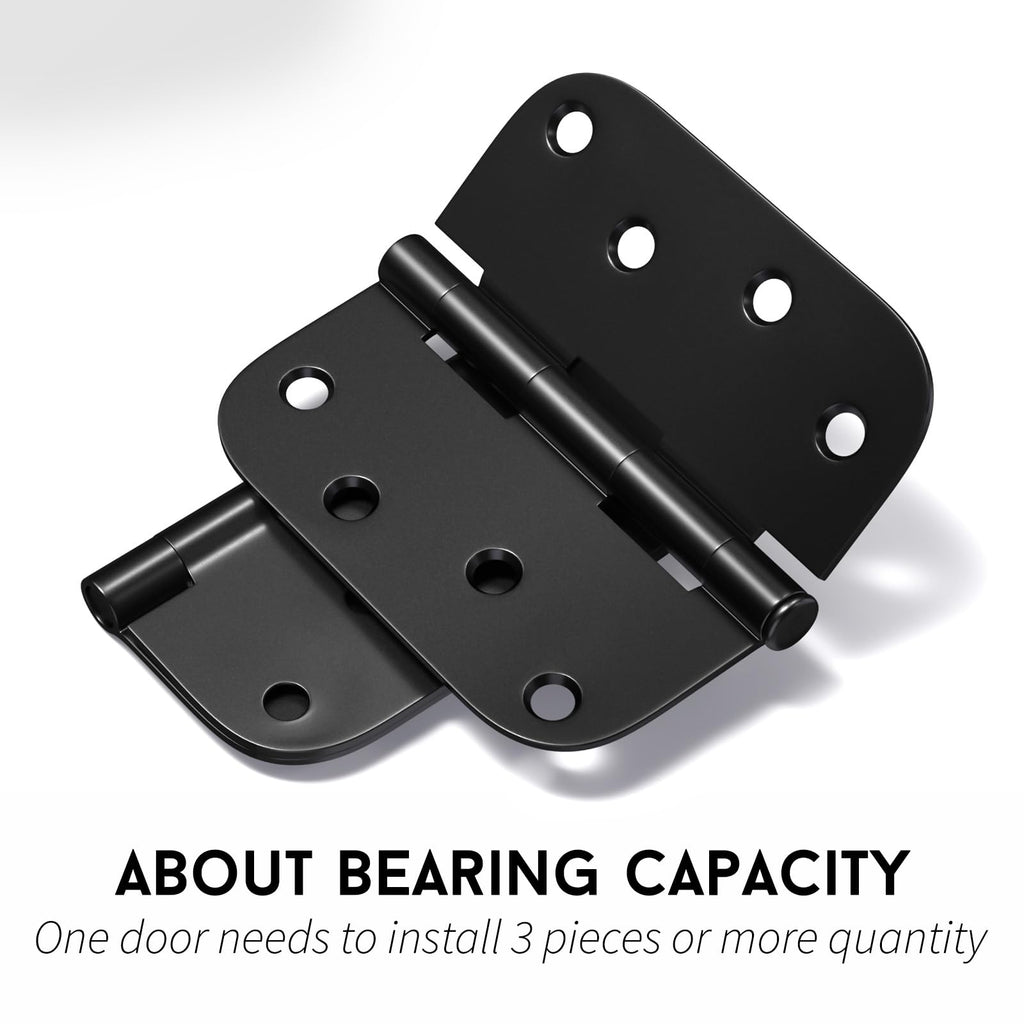 goldenwarm 12 Pack Interior and Exterior Door Hinges, Matte Black Door Hinges 4 inch x 4 inch with 5/8" Radius Corners