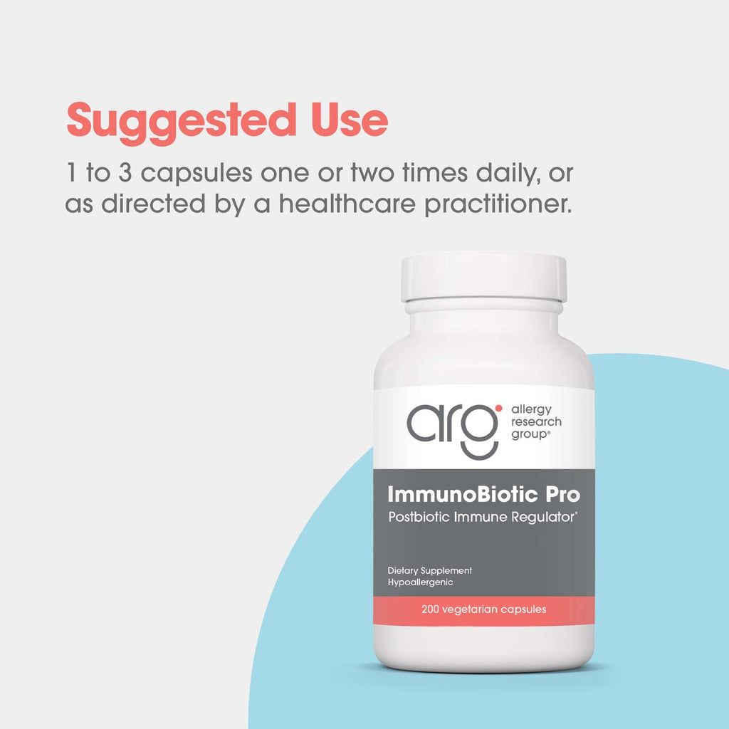 Allergy Research Group ImmunoBiotic Pro - Supports Immune System & Gut Barrier Function - Postbiotic Immune Regulator with Lactobacillus Rhamnosus Lysate - 66 Servings - 200 Capsules
