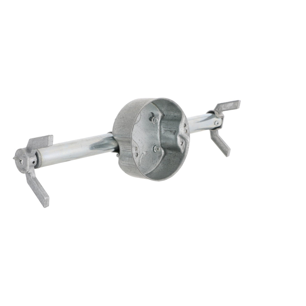 RACO RETRO-BRACE 936 1.5-in. Deep Ceiling Fan Box for Old Work 2.5-in. Knockouts, Old Work Electrical Box, Adjustable Brace, and Mounting Bracket for Ceiling Light Fixtures & Chandelier Fans