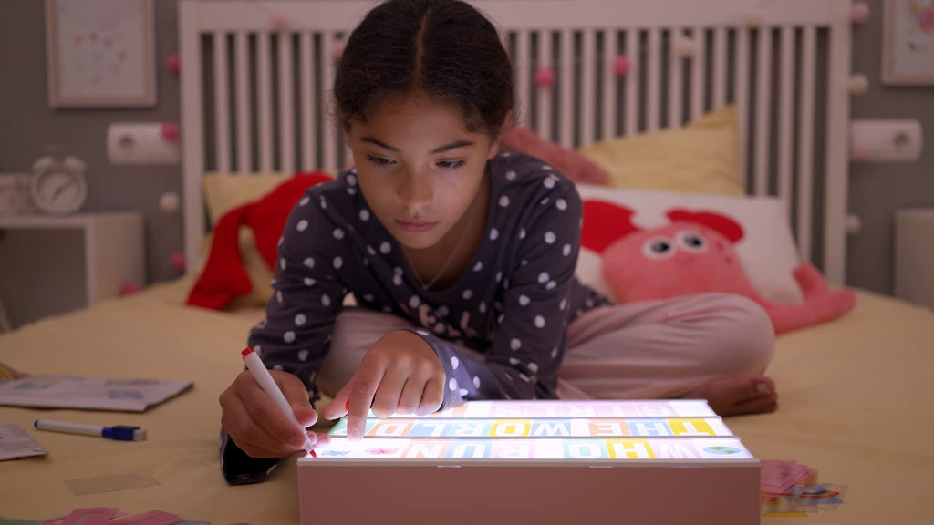BONNYCO Pink Cinema Light Box with 400 Letters, Emojis, 2 Markers, USB