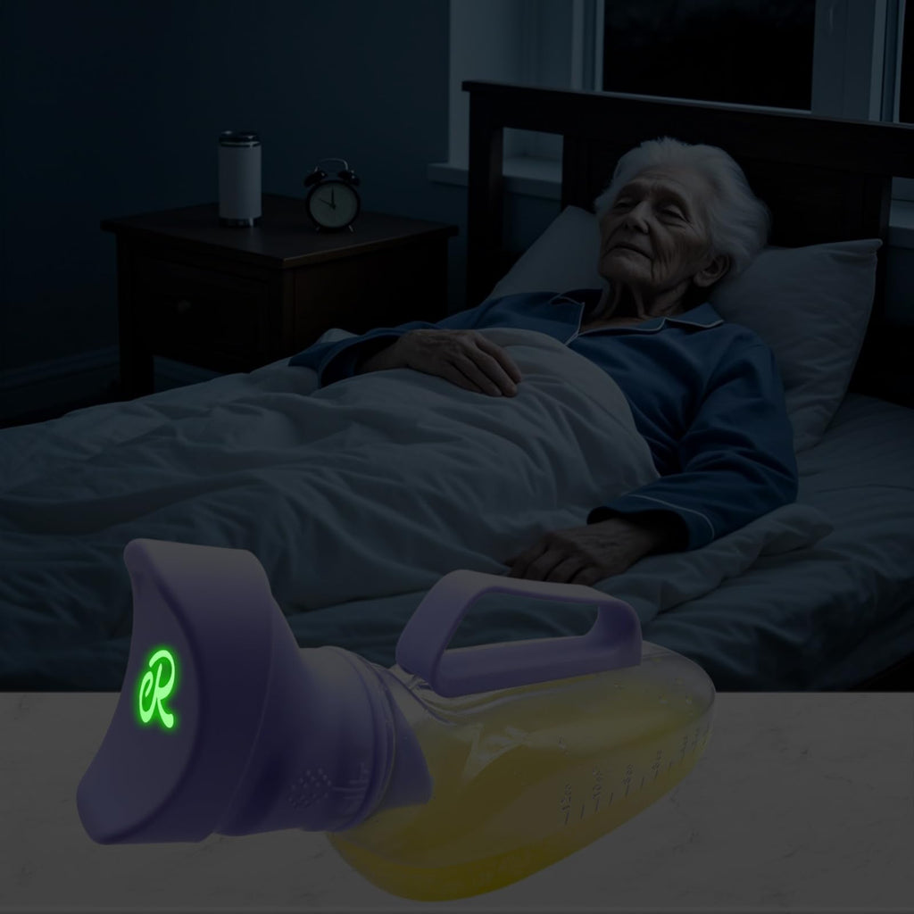 Portable Urinals for Women, 1200ml Nightglow Female Urinal with Upgraded Soft Rubber & Spill-Proof Lid – Large Capacity Pee Bottle Bed Pan for Elderly, Hospital, Travel, and Bedside Use