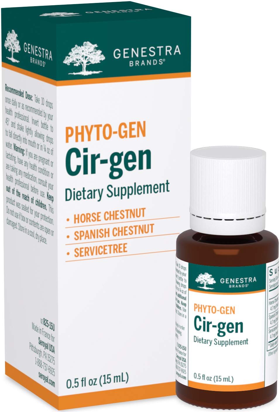 Genestra Brands Cir-gen | Horse Chestnut, Spanish Chestnut, and Servicetree Herbal Supplement | 0.5 fl. oz.