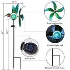 Afirst Solar Hummingbird Wind Spinner, Metal Garden Stake Lights Lawn Decor